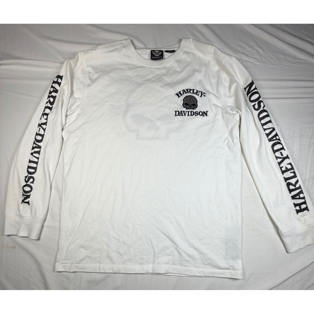 Harley-Davidson Willie G Skull Long Sleeve T-Shirt White Mens Large 99092-14VM